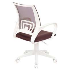 Кресло BRABIX "Fly MG-396W", с подлокотниками, пластик белый, сетка, коричневое, 532398