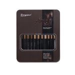 Набор кистей художественных нейлон 12шт Giorgione черный корпус, металл пенал, плюшевый чехол