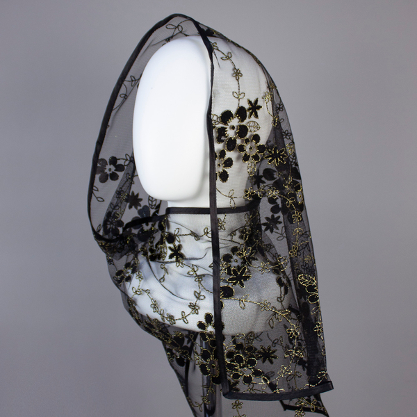 Шарф ритуальный из панбархата "Сакура" черный