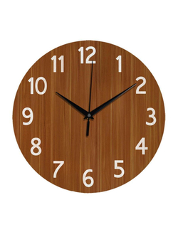 Часы настенные деревянные бесшумные на кухню спальню "Доски винтаж" Часовой завод ИДЕАЛ, диаметр 30 см, часы кухонные настенные интерьерные лофт для кухни