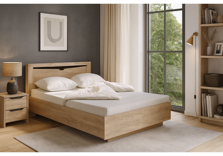 Кровать Woodville Магантия 140х200 сПМ парящая дуб баррик