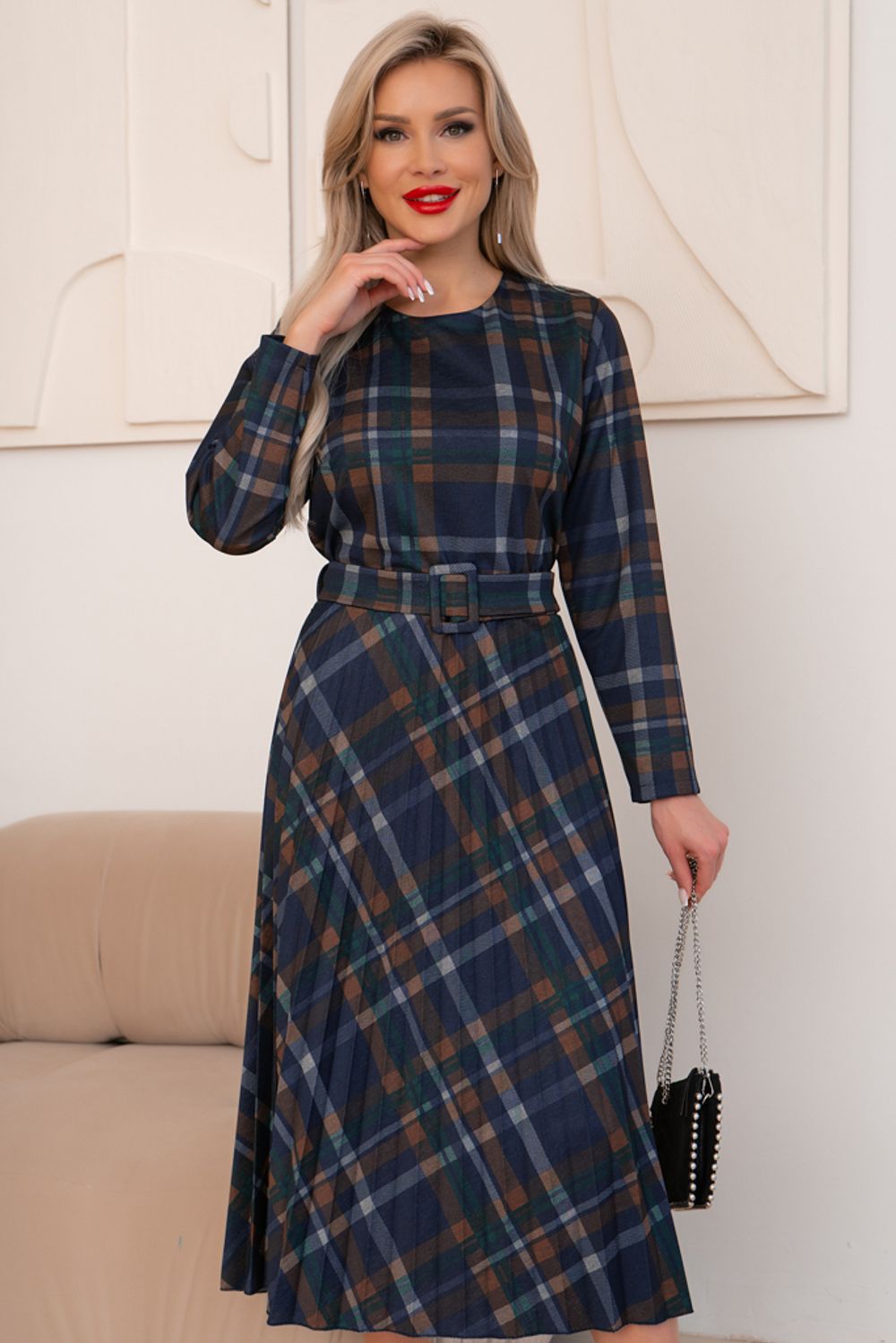 Платье Сильвия (синий/коричневый) Р11-1086/5 Nikol