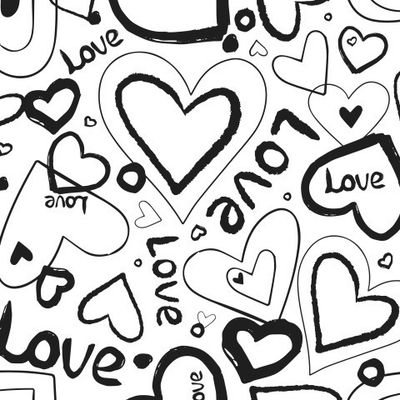 Сердечки черно-белые