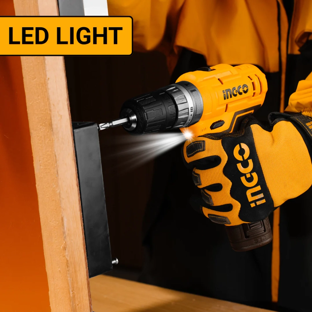 Аккумуляторный шуруповерт INGCO COSLI24011 12 В 20 Нм 15+1 с набором бит