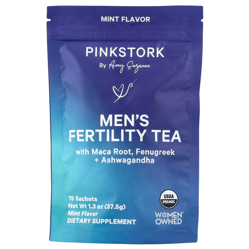 Pink Stork, чай для повышения фертильности для мужчин, мята, 15 пакетиков, 37,5 г (1,3 унции)