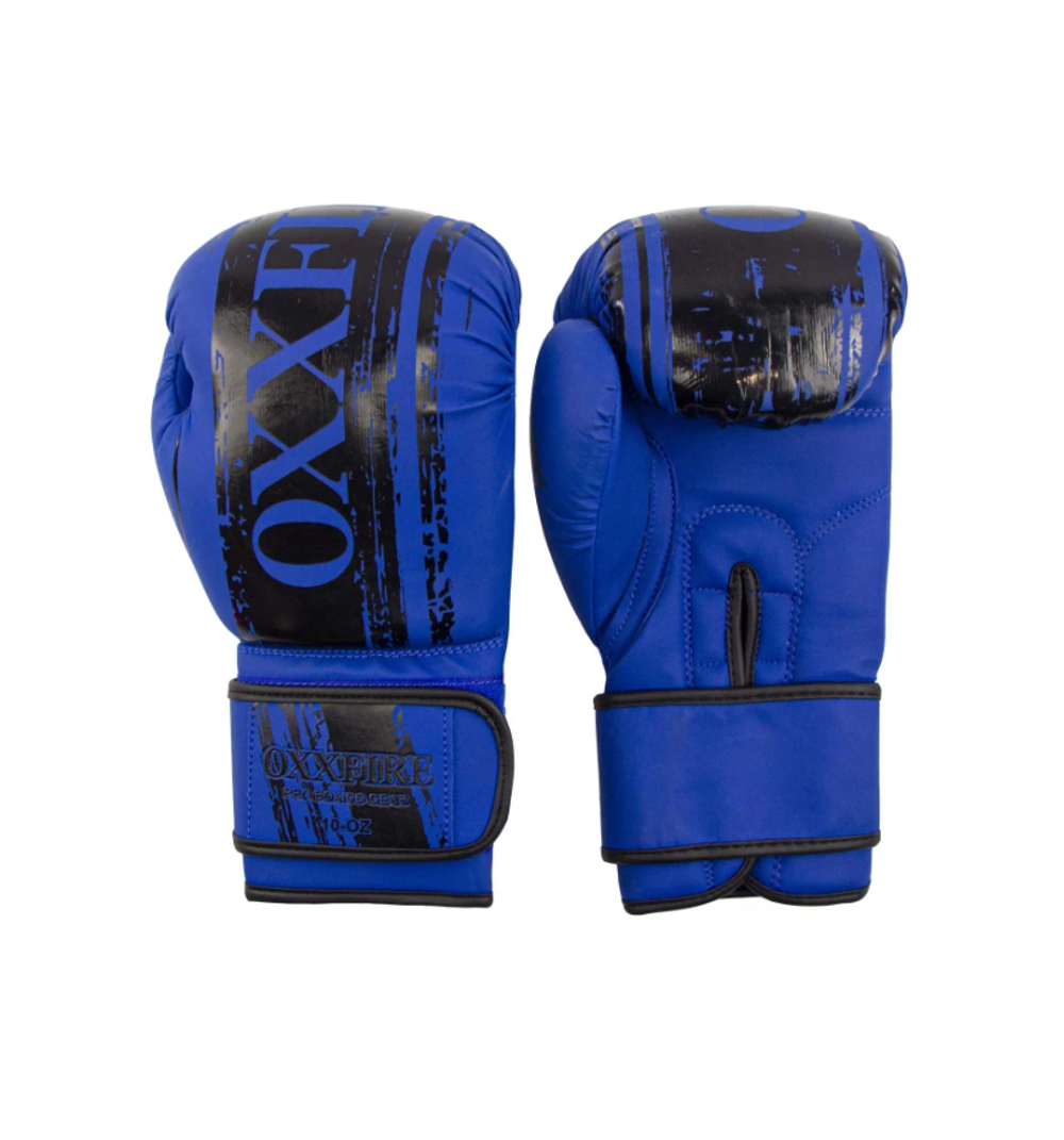 Боксерские перчатки OXXFIRE Muay Thai PRO, PVC,  синий/черный