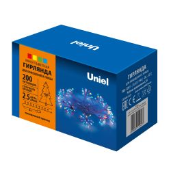 ULD-S0250-200-STA MULTI IP44 STARBURST Гирлянда светодиодная Звезда. 2.5м. 200 светодиодов. Разноцветный свет. Провод прозрачный. ТМ Uniel
