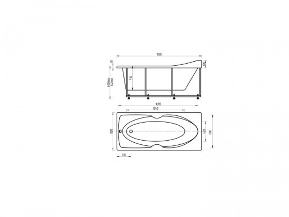 Ванна акриловая прямоугольная ЕВРОПА 180х80 AQUATEK (с каркасом и фронтальной панелью)