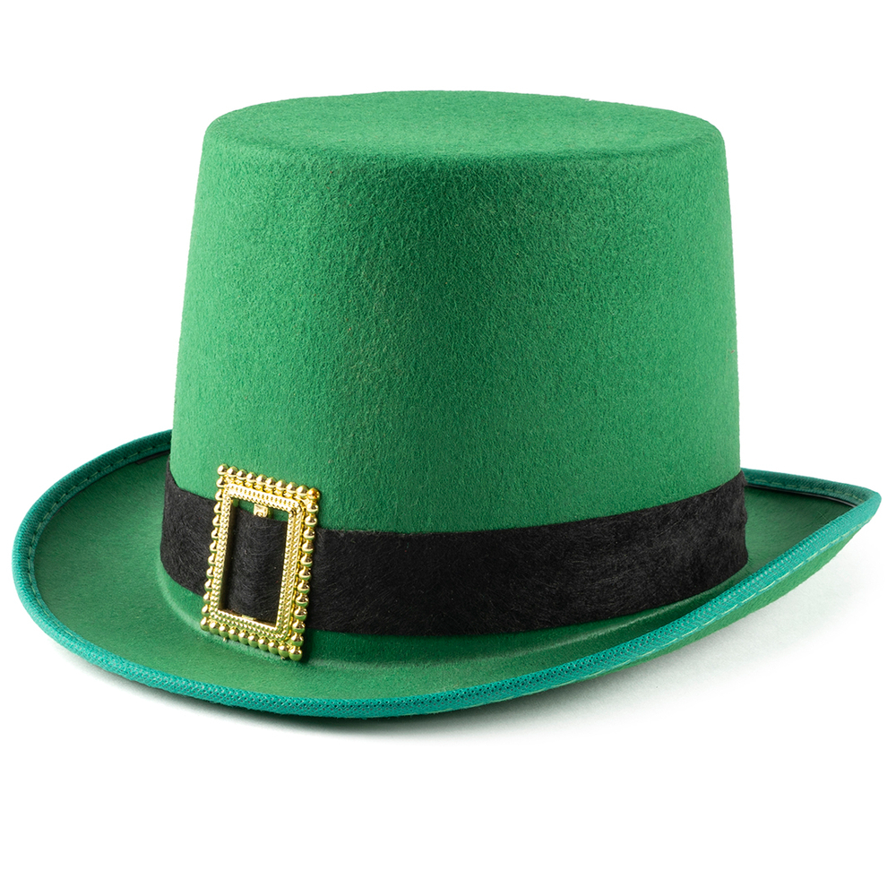 Шляпа Цилиндр, с золотой пряжкой, Зеленый, 56-58 разм