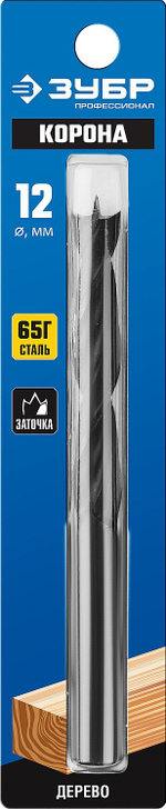 ЗУБР d 12 x 140/85 мм, М-образная заточка, спиральное сверло по дереву, Профессионал (29421-140-12)