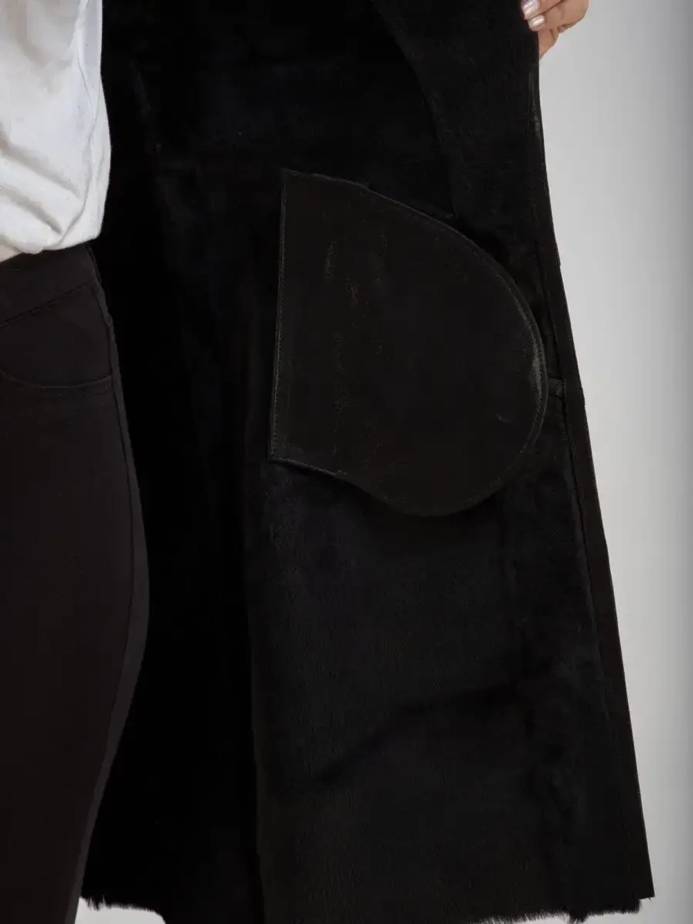 Дубленка женская натуральная длинная с капюшоном Турция