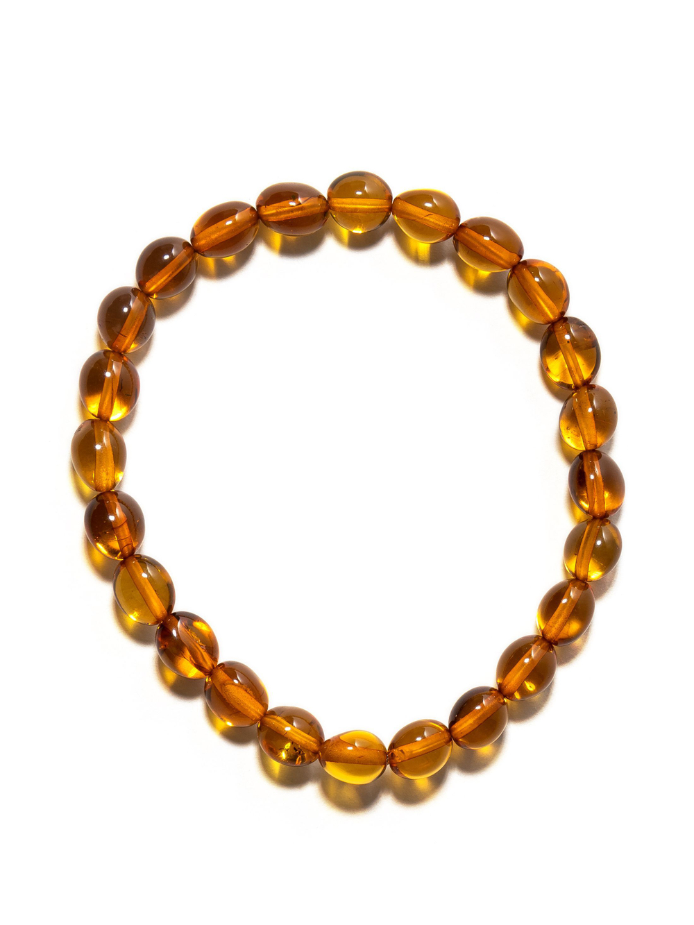 Браслет из янтаря натурального, бусины 8-9 мм "мятый шар"
