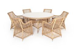 "Эспрессо-150 L" обеденная группа плетеная, цвет соломенный