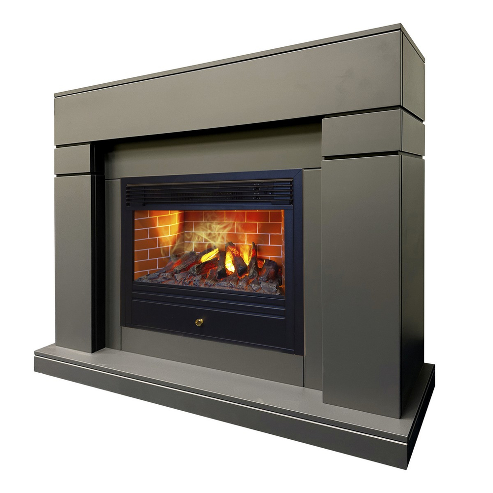 Электрокамин RealFlame Lindelse 26 GR серый, графит c очагом 3D Novara