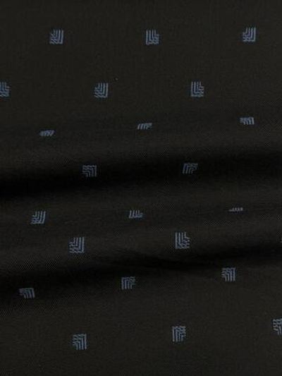 Шерсть с эластаном костюмно-плательная темно-синяя с голубой геометричной вышивкой