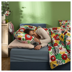 IKEA BRUKSVARA  (ИКЕА БРУКСВАРА)  -  Пододеяльник и 2 наволочки, многоцветный/цветочный рисунок, 200x200/50x60 см