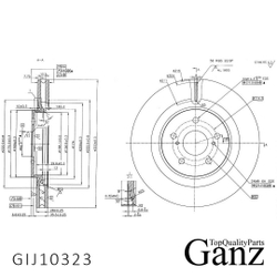 Диск тормозной передний с покрытием EMGRAND GT 1.8л. 163 л.с. 2015-2019 год GANZ GIJ10323