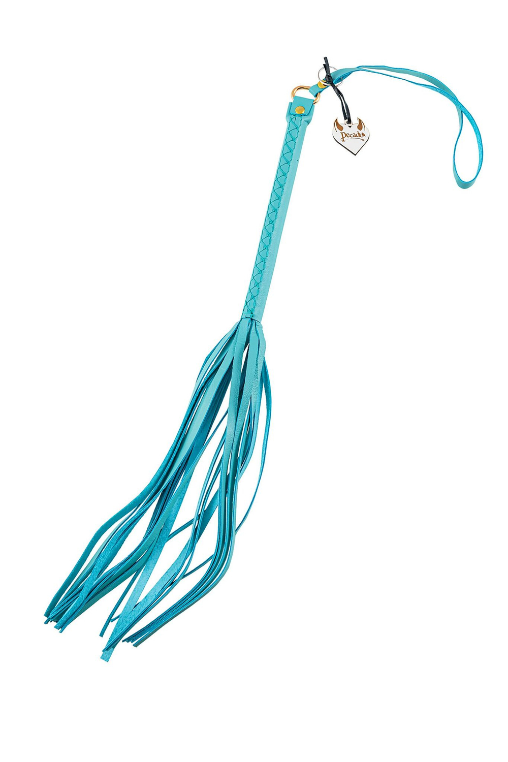 Голубая кожаная плеть - 50 см. (Цвет: голубой)