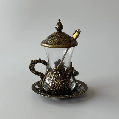 Чайный набор "Чичек" на 1 персону с блюдцами/ACAR. Турция (бронзовый)