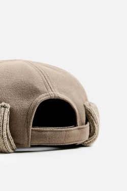 ZARA КОМБИНИРОВАННАЯ ШАПКА С УЗКИМИ ПОЛЯМИ, СЕРО-КОРИЧНЕВЫЙ
