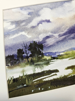 Картина авторская акварельная в паспарту 21х30 см на стену для интерьера "После грозы"