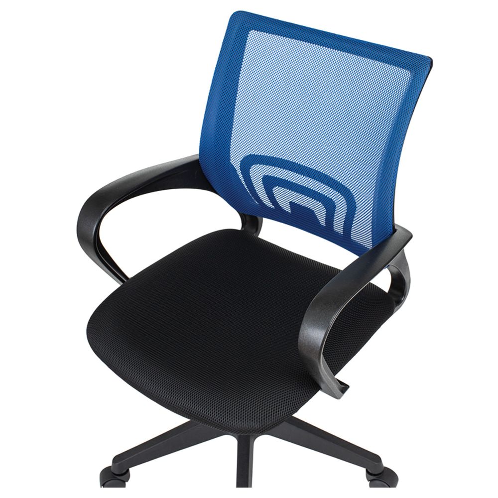 Кресло оператора Helmi HL-M95 R (695) "Airy", спинка сетка синяя/сиденье ткань TW черная, пиастра