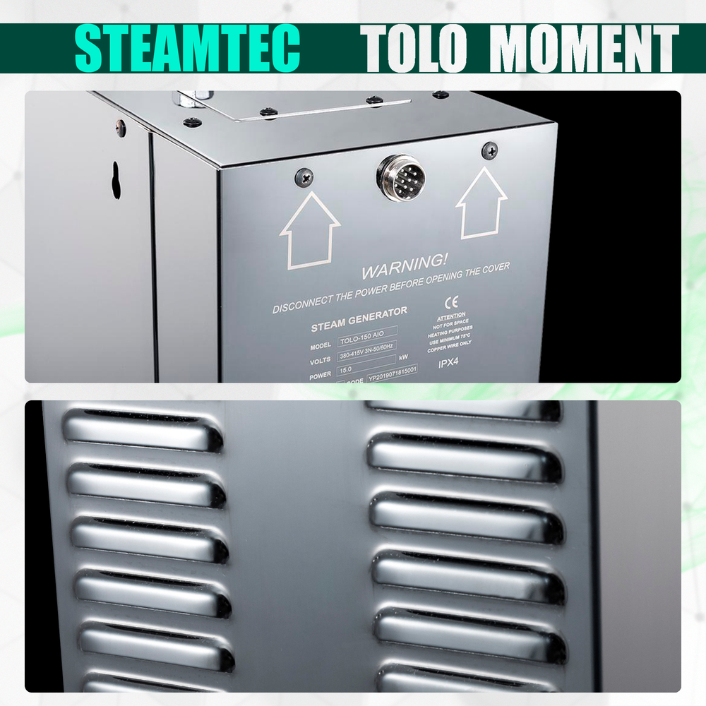 Steamtec TOLO MOMENT 60 - 6 кВт парогенераторы для хамама и турецкой бани / Серия PLATINUM со встроенной музыкой, пультом на 9-ти языках и возможностью монтажа без термодатчиков