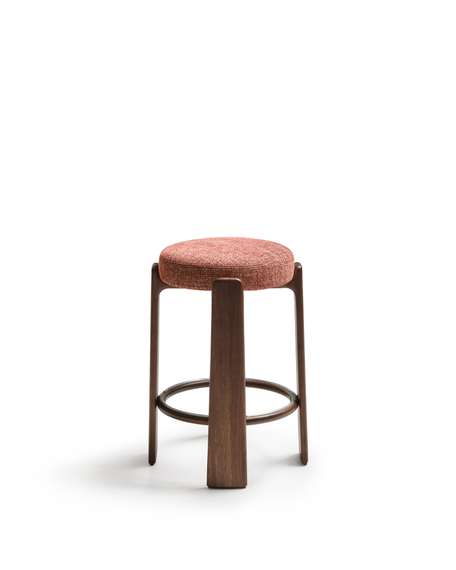 Granite Барный табурет из терракотового шенилла и массива ясеня в отделке орех 75 см