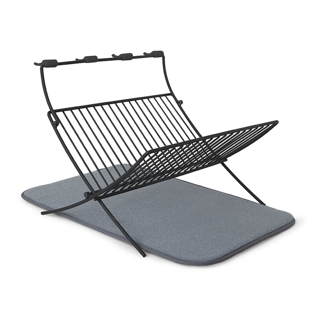 Сушилка для посуды c ковриком xdry серая