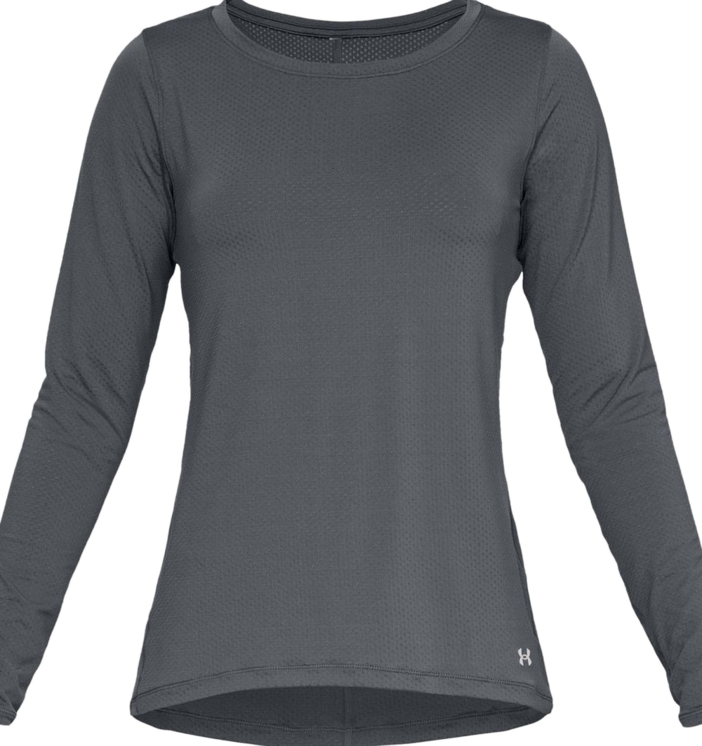 Женская футболка теннисная (Дл.Рукава) Under Armour HeatGear Armour Long Sleeve - pitch gray light heather/metallic silve