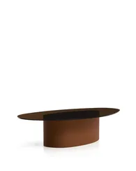 Журнальный столик Olir из коричневой стали и стекла 140 x 80 см