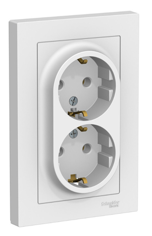 Розетка 2-м СП AtlasDesign 16А IP20 с заземл. в сборе бел. SE