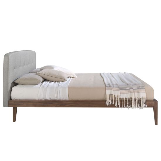 Кровать 7013 из серой ткани с пуговицами для матраса 150х200 см