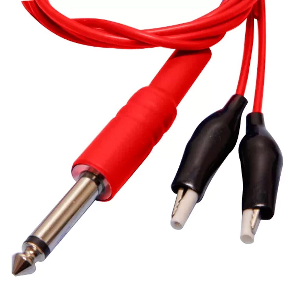 Кабель силиконовый 2 зажима к аппарату Поток красный