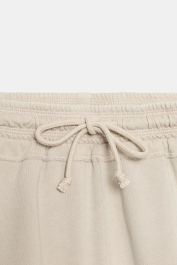 ZARA ШОРТЫ НА ШНУРКАХ С ЭФФЕКТОМ ПОТЕРТОСТИ, КАМЕННО-СЕРЫЙ