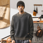 Американский ретро свитер мужской варёный с круглым воротом