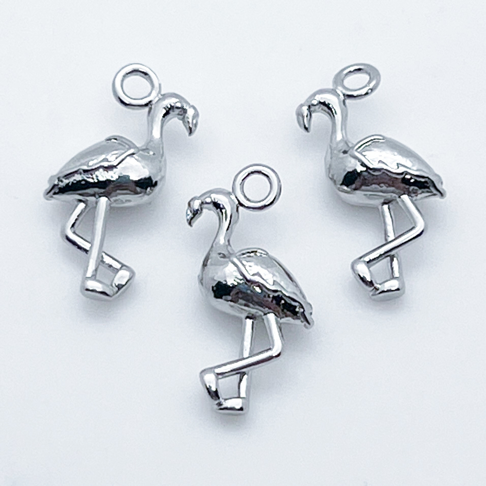 Подвеска Фламинго, цвет серебро, размер 15*7 мм, цена за 1 шт
