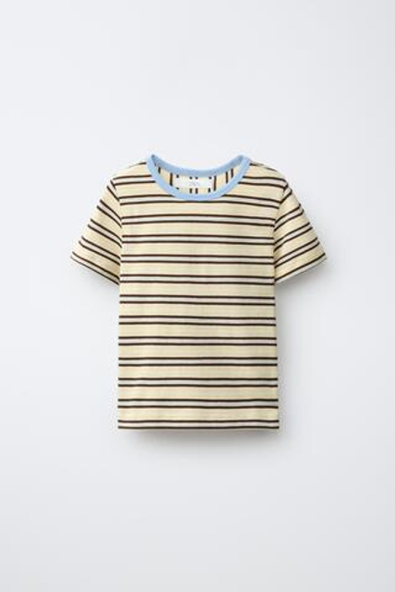 ZARA ФУТБОЛКА В ПОЛОСКУ, ВАНИЛЬНЫЙ