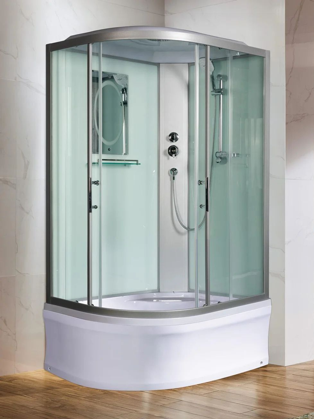Душевая кабина WeltWasser  WW500 HALLE 1202 R 120х90 см,  прозрачное стекло, поддон низкий, крыша, правосторонняя