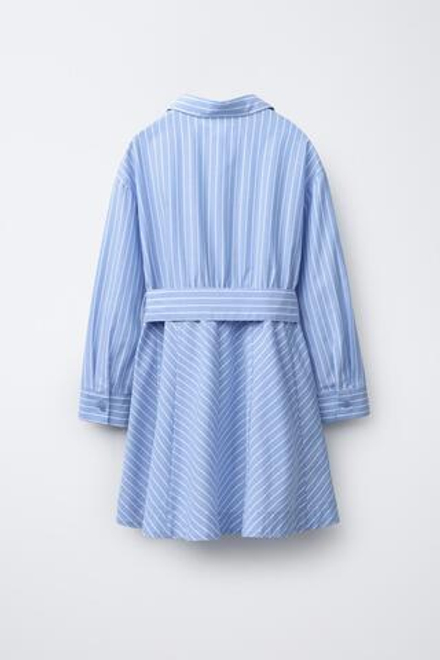 ZARA ПЛАТЬЕ-РУБАШКА В ПОЛОСКУ, СИНИЙ