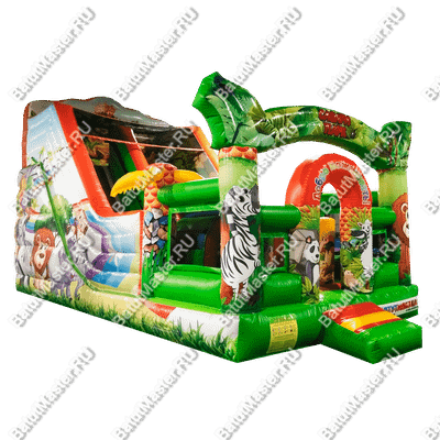 Надувной батут "Мир сафари" с цветным полом 8*4*5 м,