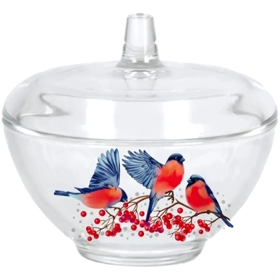 Сахарница стеклянная 250мл «Снегири» D1911/12