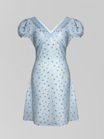 Платье MLJ 6639 в цветок с завязками сзади и кружевом на рукавах