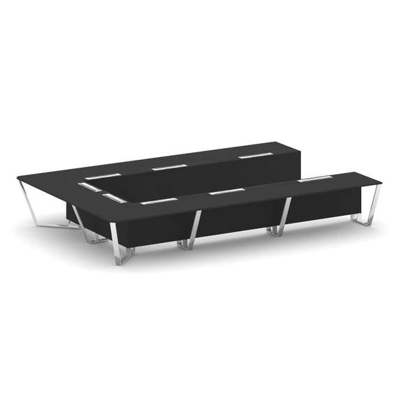 Steel Meet Стол переговорный П-образный MFK-PR.B.SP-15P Черный/МДФ Ультраматт Черный/Нержавеющая ста