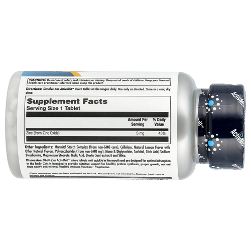 KAL, цинк, со вкусом лимона, 5 мг, 60 микротаблеток