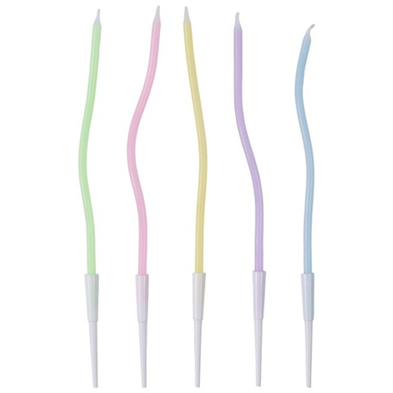 Свечи для торта «Волна» пастельные разноцветные 13 см, 12 шт