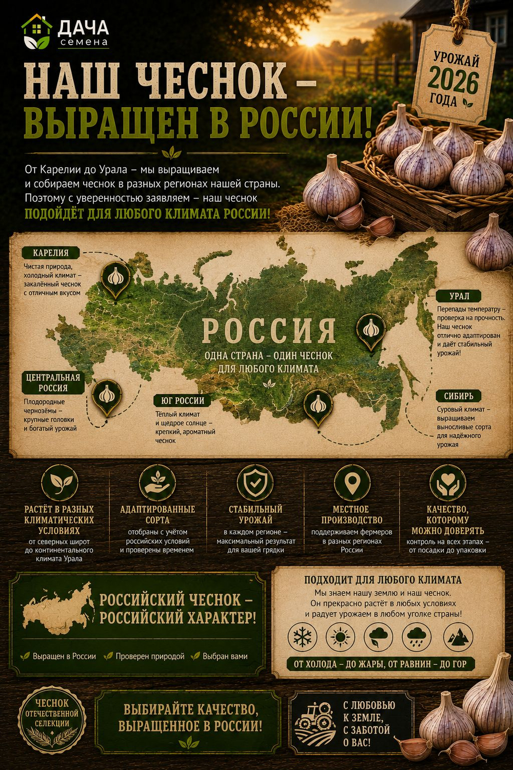 Чеснок озимый Титан 300 г, семенной, посадочный материал, крупные зубки