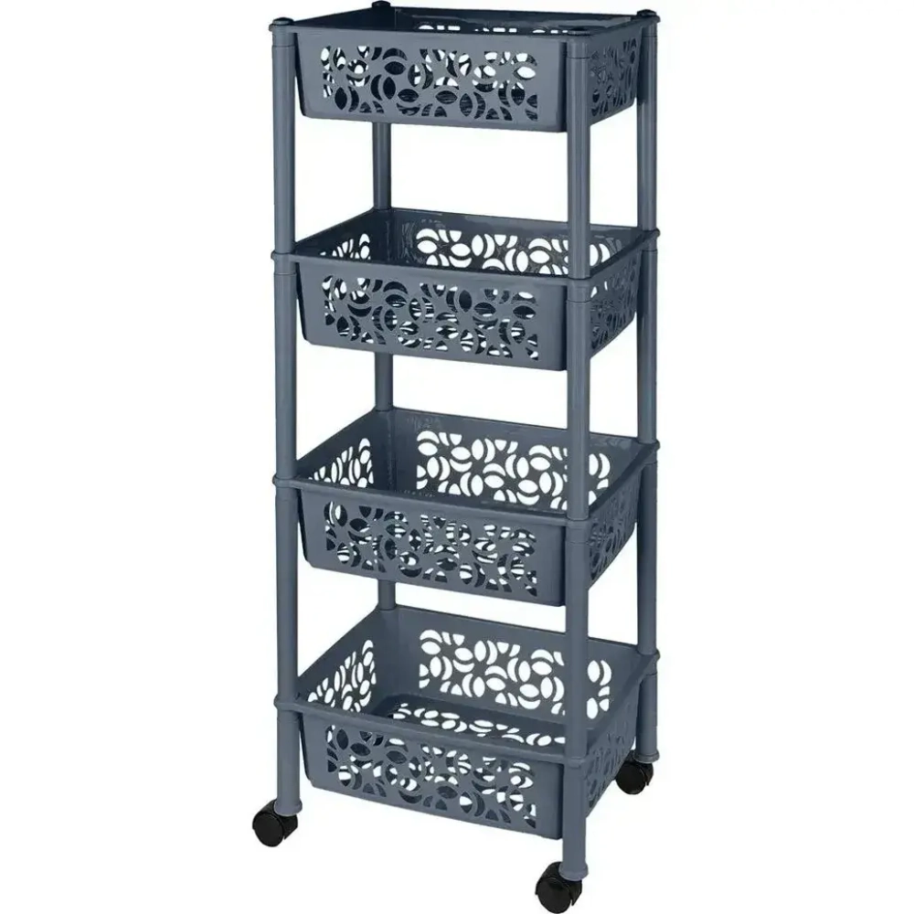 Этажерка Keeplex Light на колесиках четырехсекционная прямоуг. 37х93,5cм космический се