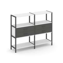 Shelf System Двухсекционный стеллаж трехярусный с ящиками SN.STM-322 Белый/Антрацит/Металл Антрацит