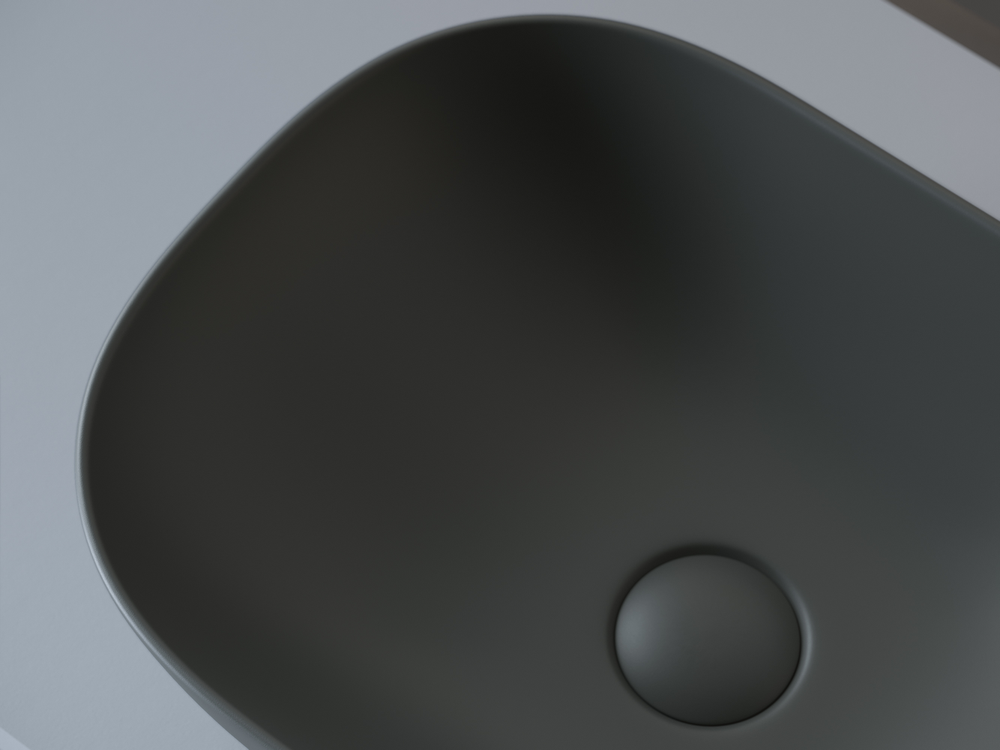 Умывальник чаша накладная прямоугольная (цвет Темный Антрацит Матовый) Element 455x325x135мм